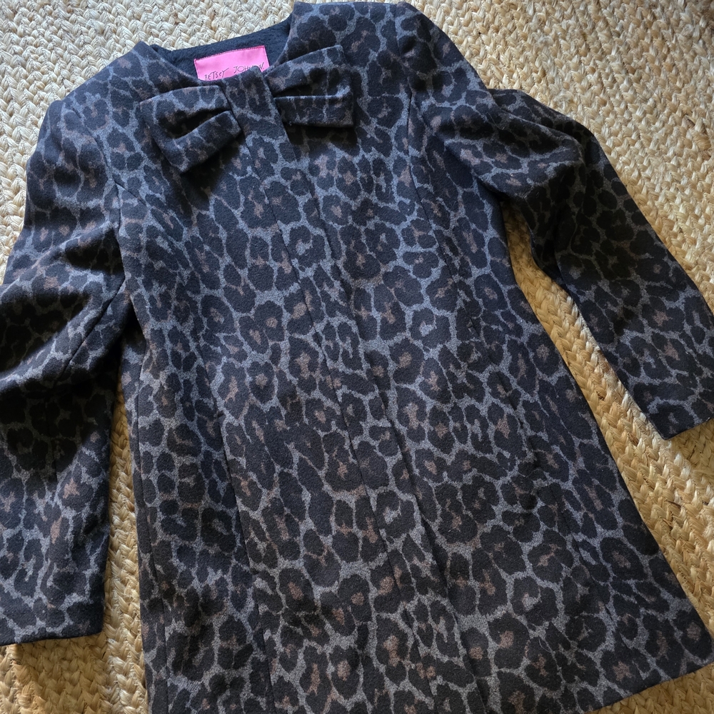 Betsey Johnson | Leopard Coat with Bow M - Picture 3 of 11